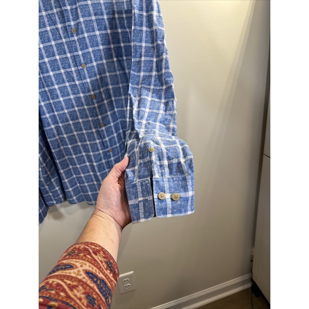 Johnnie-O Hangin Out Blue 100% Cotton Button Up Summer‎ Shirt Men's Size 2XL - Picture 8 of 11